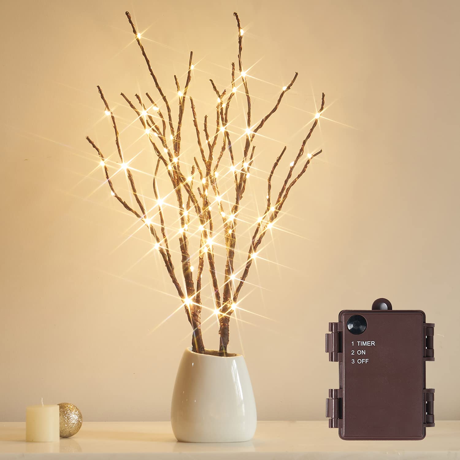Photo 1 of Fudios Lighted Branches with Timer 70 LED Fairy Lights 18in Battery Operated, Willow Branches with Lights for Vase Christmas Holiday Home Decor