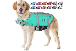EMUST Dog Life Jackets, Pet Life Vests for Swimming,Boating with High Buoyancy, Dog Life Preserver for Small/Medium/Large Dogs, S, Turquoise