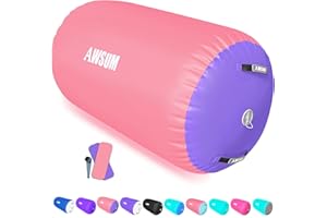 AWSUM 1 PCS Gymnastics Barrel Air Roller Inflatable Tumbling Mat Back Handspring Trainer for Octagon Mat Gym Gymnastics Equipment，No Electric Pump