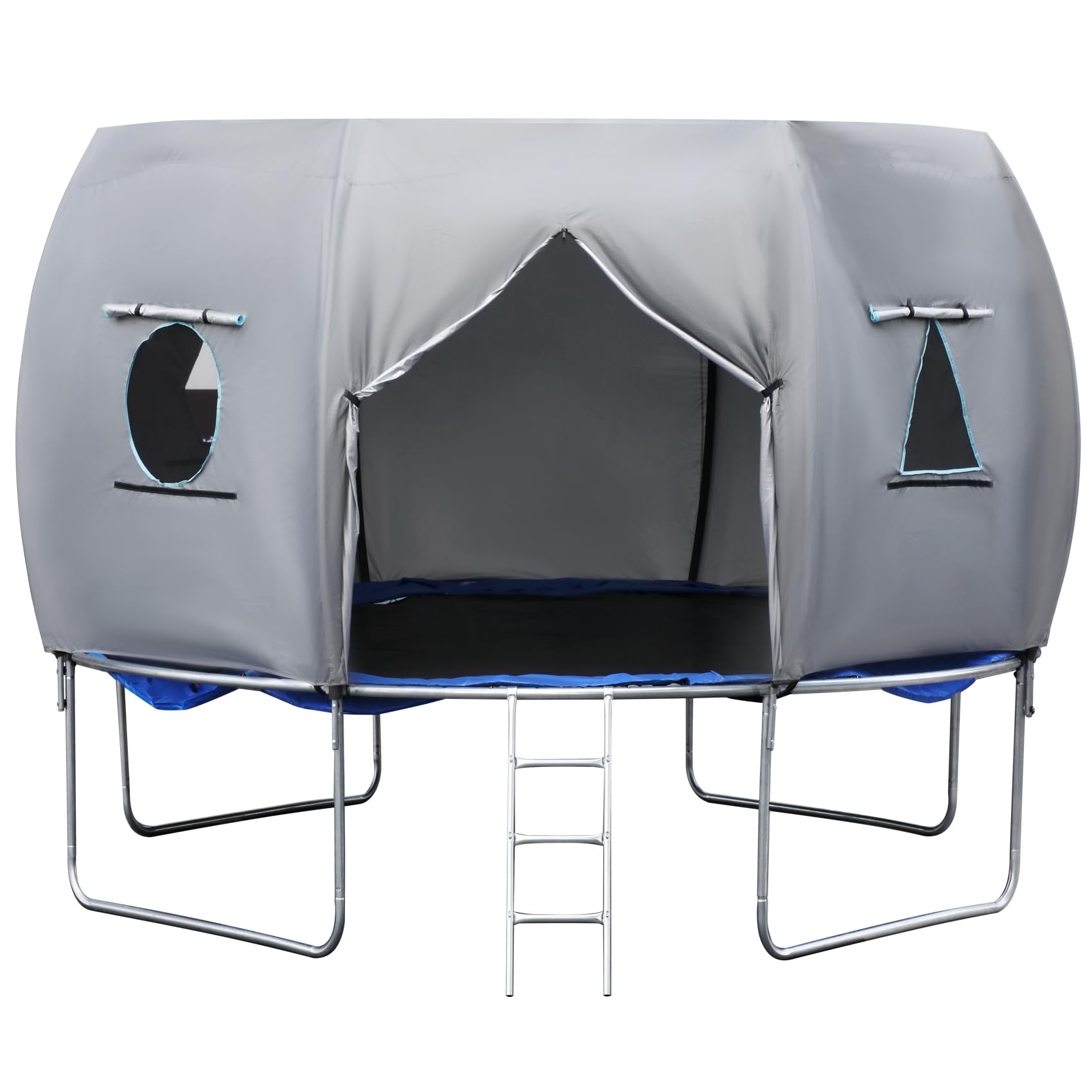 Photo 1 of 14FT Trampoline Tent (Tent Only), Fit for 8 Curved Poles Round Trampolines, Oxford Cloth Trampoline Sunshade Tear-Resistant, Rainproof, Outdoor Trampoline Accessories Camping Suitable, Grey