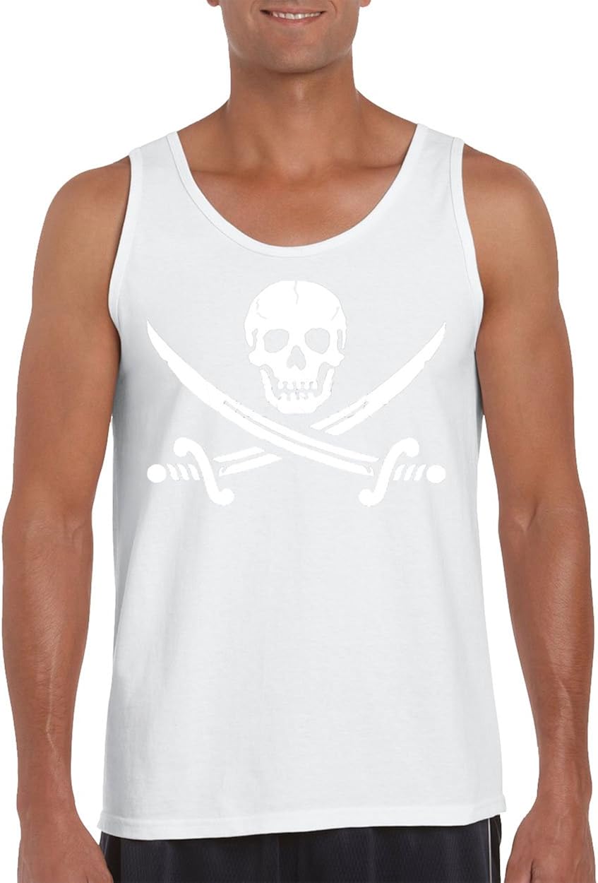 Jolly Roger Pirate Flag with Cross Swords Men's Tank Top Shirt for Men