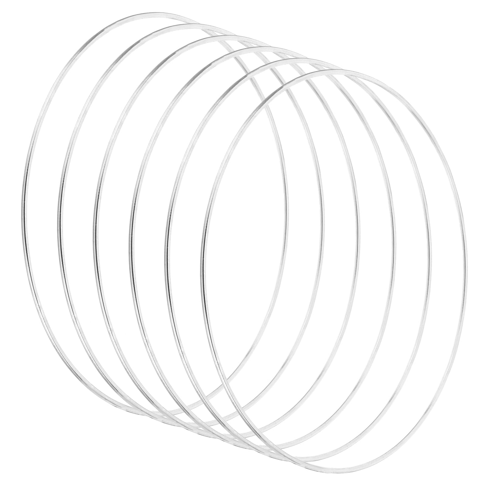 PATIKIL 7.5 Inch Dream Catcher Rings, 6 Pcs Metal Macrame Wreath Floral Round Ring Hoop for Christmas Decor Home Car DIY Craft Wedding Wall Hanging Decorations, Silver — image 1