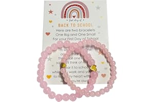 UYY Back to School Bracelets Heart Matching Mommy and Me Elastic Wish Strings Bead Bracelets First Day of School Supplies Gifts
