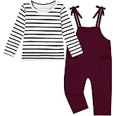 Latnnut Toddler Girl Clothes Girls Jumpsuit Fall Winter Round Neck Long-Sleeved Top and Overalls with Pockets 2-8 Years