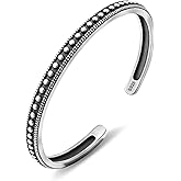 Irideket Vintage Cuff Bracelet Bangle, Adjustable Bangle with Carved Dot Design Handcrafted Vintage Jewelry for Women