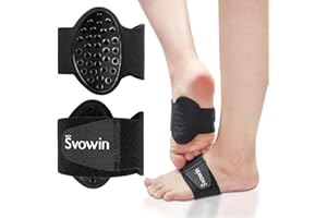 Svowin Arch Support Compression Sleeves for Flat Feet, Adjustable Velcro Plantar Fasciitis Braces for Fallen Arches, Unisex Orthotic Arch Support Wrap for High Arch, Feet Pain Relief