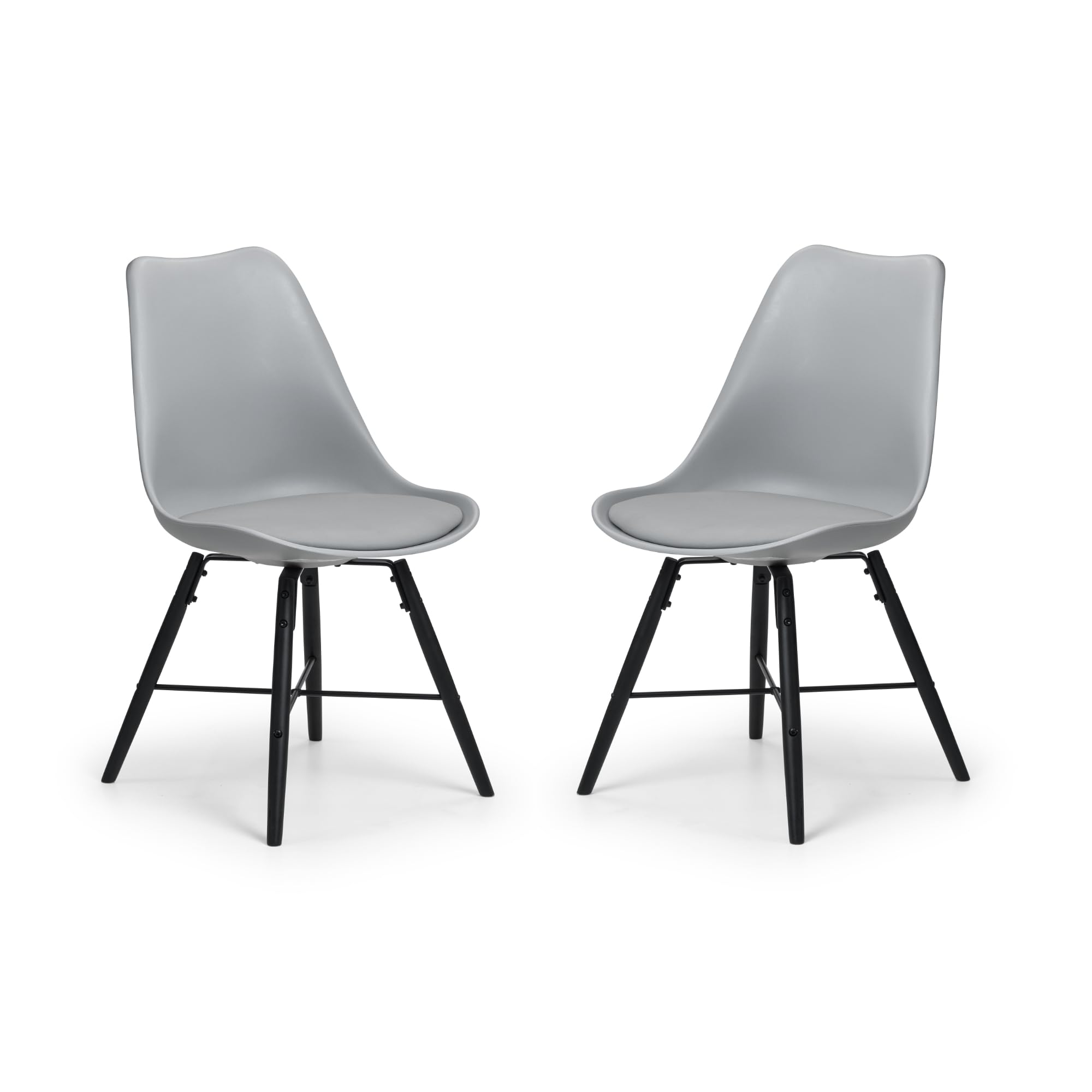 Julian Bowen Kari Dining Chairs Set of 2 - Grey Chair with Black Metal Legs, Padded Kitchen Seat with Backrest for Dining Room, Modern Design - 83cm x 54cm x 48cm