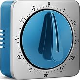 Kitchen Timers for Cooking, Chef Cooking Timer Clock with Loud Alarm,100% Mechanical Desk Timer - No Batteries Required -Magnetic Back, Exquisite Stainless Steel Body -Countdown Reminder Magnetic-Blue