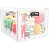 iBune Large Medication Lock Box with Code, Clear Lockable Storage Box for Refrigerator, Cabinet &amp; Dorm, Stackable Medicine Box for Prescriptions, Snacks, Phone, 11.9" x 9.3" x 7.6", White