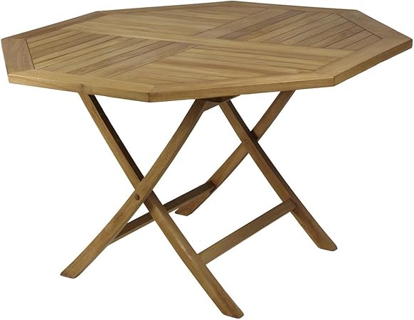 Table Pliante Octogonale En Teck 120 X 75 Cm Amazon Fr Jardin