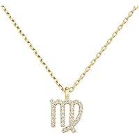 PAVOI 14K Gold Plated Cubic Zirconia Astrology Necklaces for Women - Zodiac Pendant Jewelry Gifts - Zodiac Sign Pendant Neckl