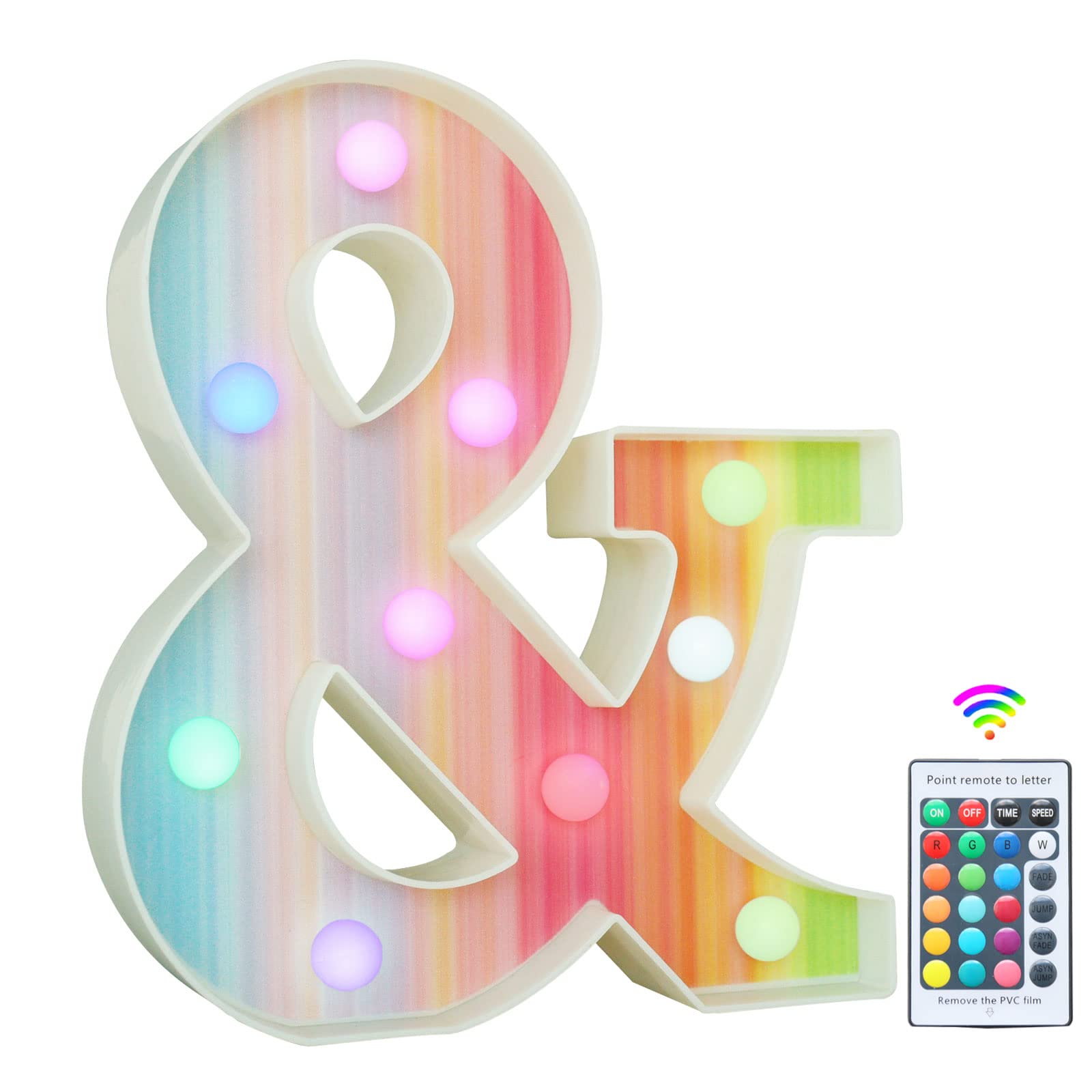 Rainbow Light Up Letters, Colorful LED Letter Lights 16 Color Changing Alphabet Sign Gifts for Girls Women Party Birthday Decorations Remote Night Light Christmas Valentine Wall Table Decor - &