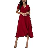 ORQUWEH Women's Maxi Dress, Boho Beach Long Dress, Women's Casual Dresses 2025 Summer V-Neck Split Ruffle Short Sleeve