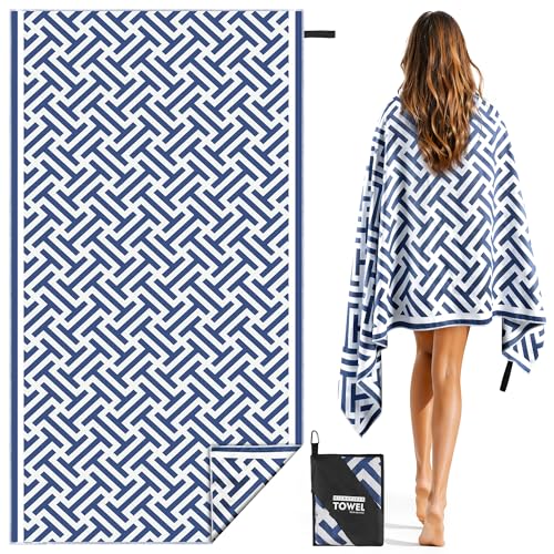 Hexify Toalla Playa XXL 90×180 cm, Toalla Grande de Microfibra de Secado RáPido, Toalla de BañO Sin Arena, Manta de Playa Mujer (Azul)