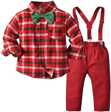 baby boy red pants with suspenders