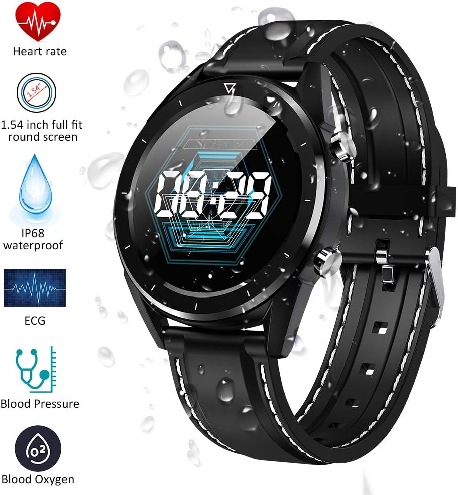 QIMAOO Bluetooth Smart Watch, IP68 Waterproof Heart Rate Monitor Fitness Activity Tracker with Blood Pressure Monitor Pedometer Remote Camera Music Control Call SMS Push for Android & IOS Phone