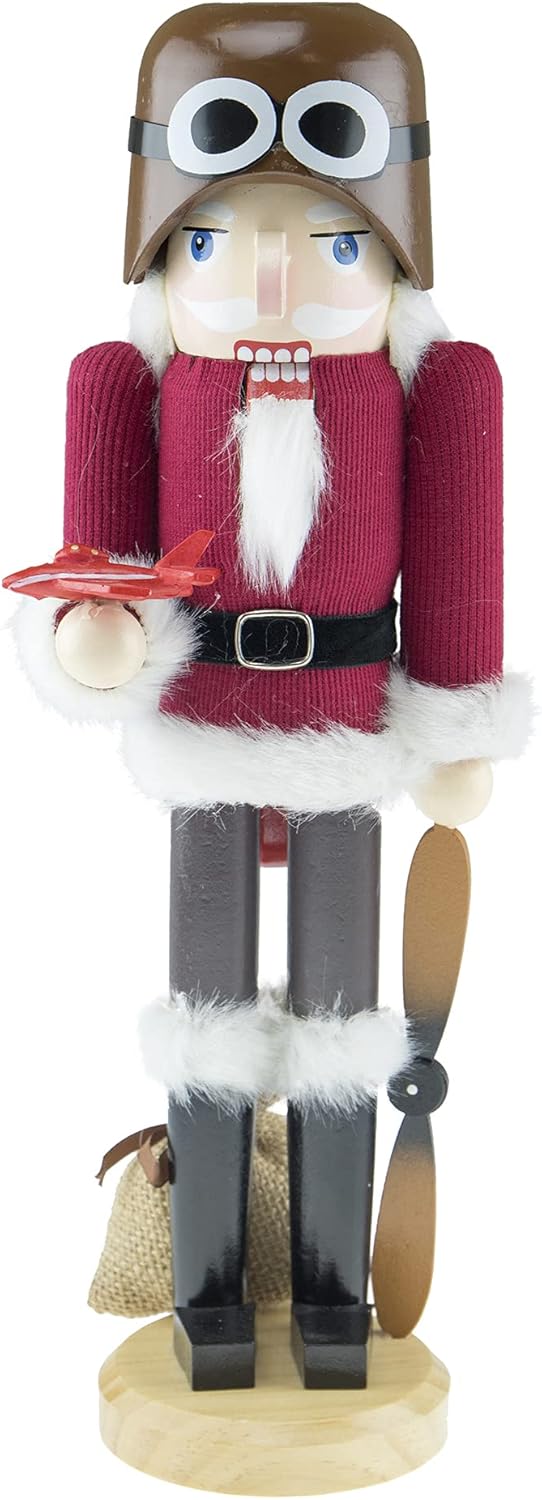 Nutcrackers - Clever Creations Pilot 15 Inch Traditional Wooden Nutcracker, Festive Christmas Décor for Shelves and Tables