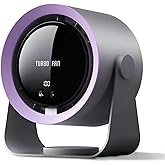 Refluxe Desk Fan, USB Rechargeable Quiet Desktop Fan with 5400mAh Battery & LED Display, Adjustable Speed Control, 90° Tilt Head Hangable Table Fan for Office, Bedroom, Dorm, Kitchen (Deep Sky Grey)