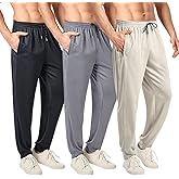 OAKVON Men’s Mesh Jogger Sweatpants 3 Pack – Lightweight Quick Dry Athletic Pants with Zipper Pockets for Workout, Running