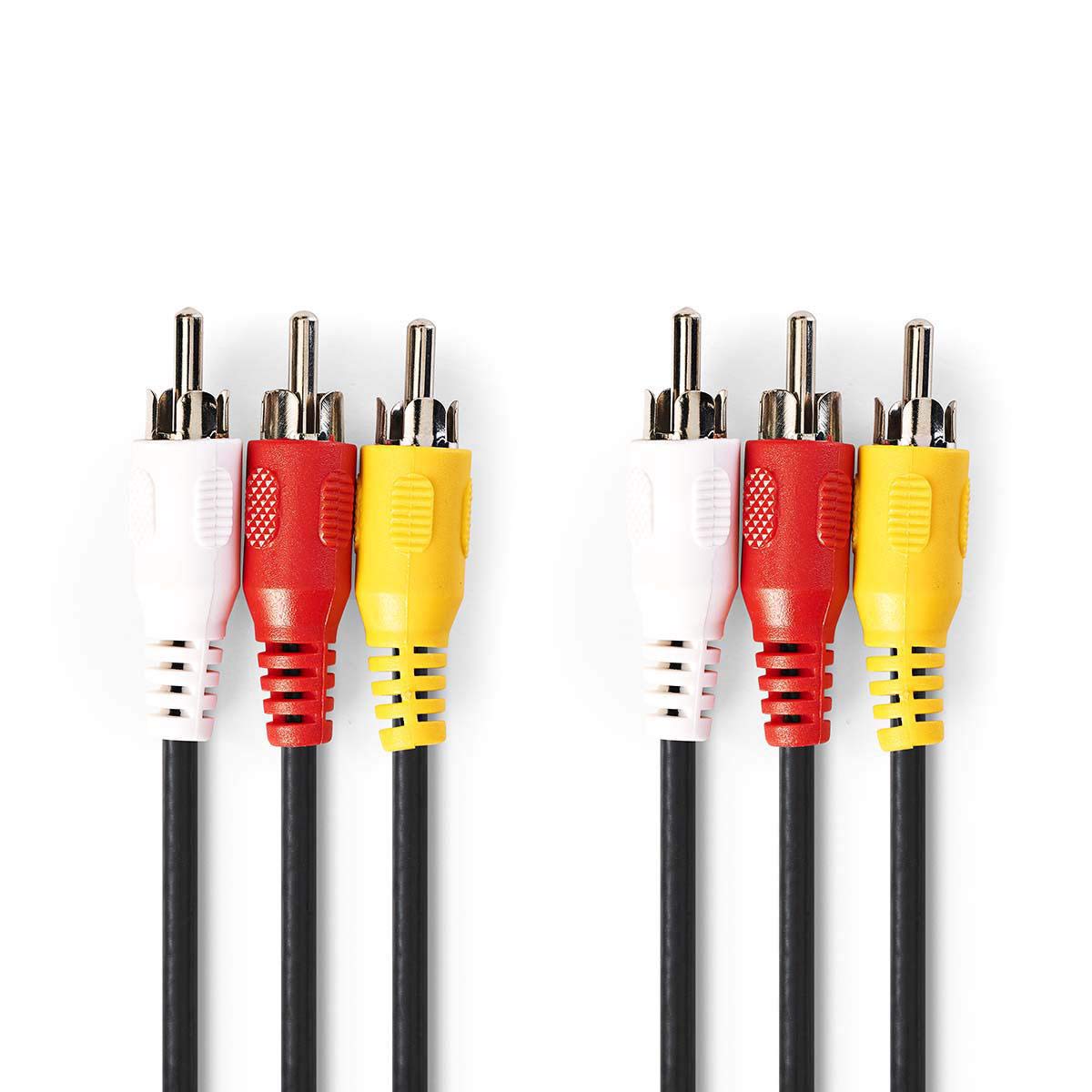 KnnX 28136 - Composite Audio Video Stereo Cable - 3 x RCA Phono male to male - Length: 10m - triple Red, White, Yellow connector plugs