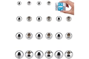 DICOSMETIC 120Pcs 4 Sizes Memory Wire End Caps Stainless Steel Bead Cord End Caps Round Half Drilled Beads Ball Cord Terminators for Jewelry Making DIY Crafts, Hole: 2mm