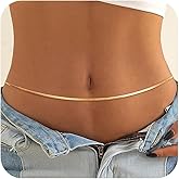 CHESKY 14K Gold Plated Silver Plated Waist Chain for Women, Layered Belly Belt Chains Beach Waist Beads Chain Waterproof Snake Cuban Body Chain Summer Jewelry Accessories for Women