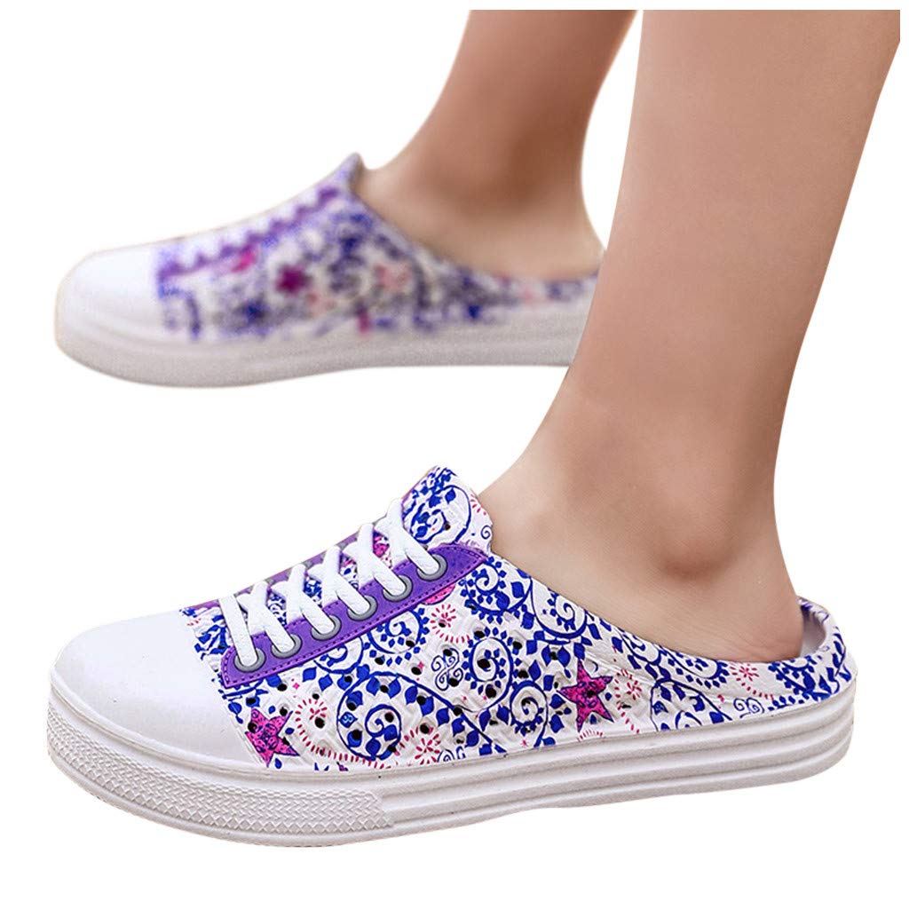 Overmal Sabots Femme Fille Chaussures de Plage Piscine Chaussons Chaussures de Outdoor 2020 Printemps et été Nouveau Impression Flats Sandales Chaussures de Pluie Hollow Out
