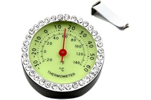 idain Car Dashboard Thermometer - Mini Vehicle Thermometer Decoration Air Vent Cilp (White)