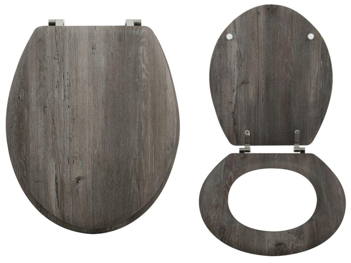 MSV 142239 Toilet Seat (Bamboo Wood Hinges, Stainless Steel), One Size