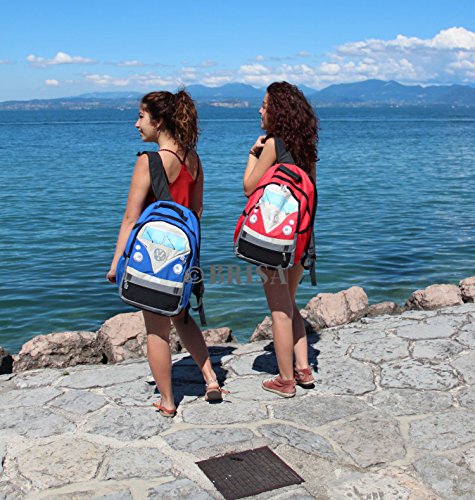 VW Collection by BRISA Backpack with VW Bus T1 Front Design (Blue)