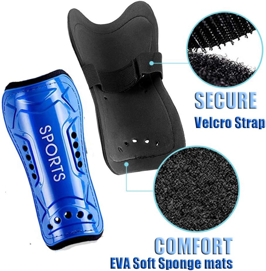 Shin Guards for Kids Youth Soccer Shin Guards 2 Pair Lightweight and Breathable Children's Calf Protectors for 3-10 Years Old Boys Girls Toddler Kids Teenagers (Black & Blue) : Sports & Outdoors