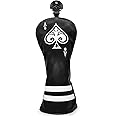 Black Golf Ace of Spade Golf Club Cover for Golf Clubs - Hybrid Headcover Golf Driver Headcover 3 Wood Head Cover (Rotatable 2 3 4 5 6 Ut Head Cover) Putter Headcover