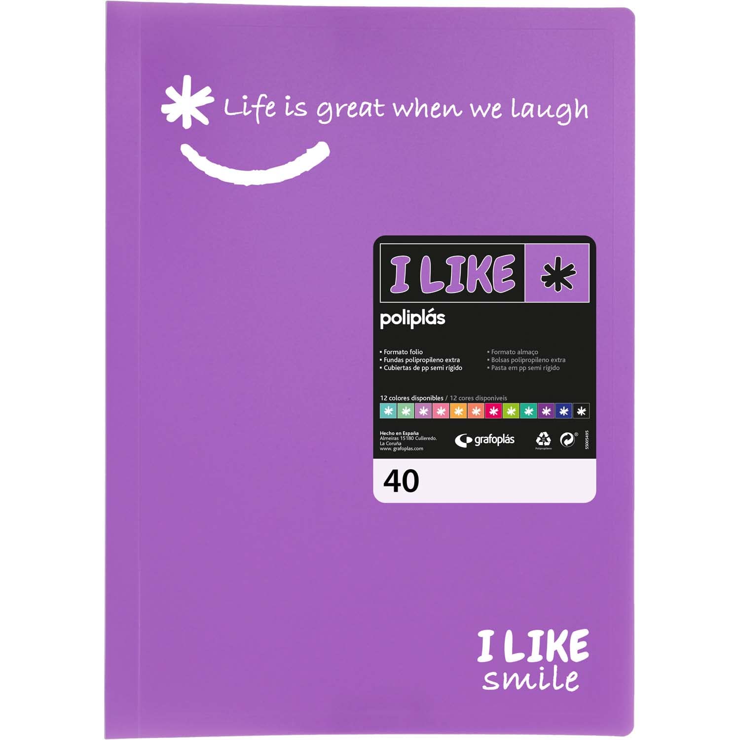 Grafoplás 1440869 Folder with Sleeves, Foil Size, Lavender, 40 Pockets, Transparent, Polypropylene, Like, Polypropylene