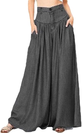 Waisted Wide Leg Palazzo Pants Trousers 