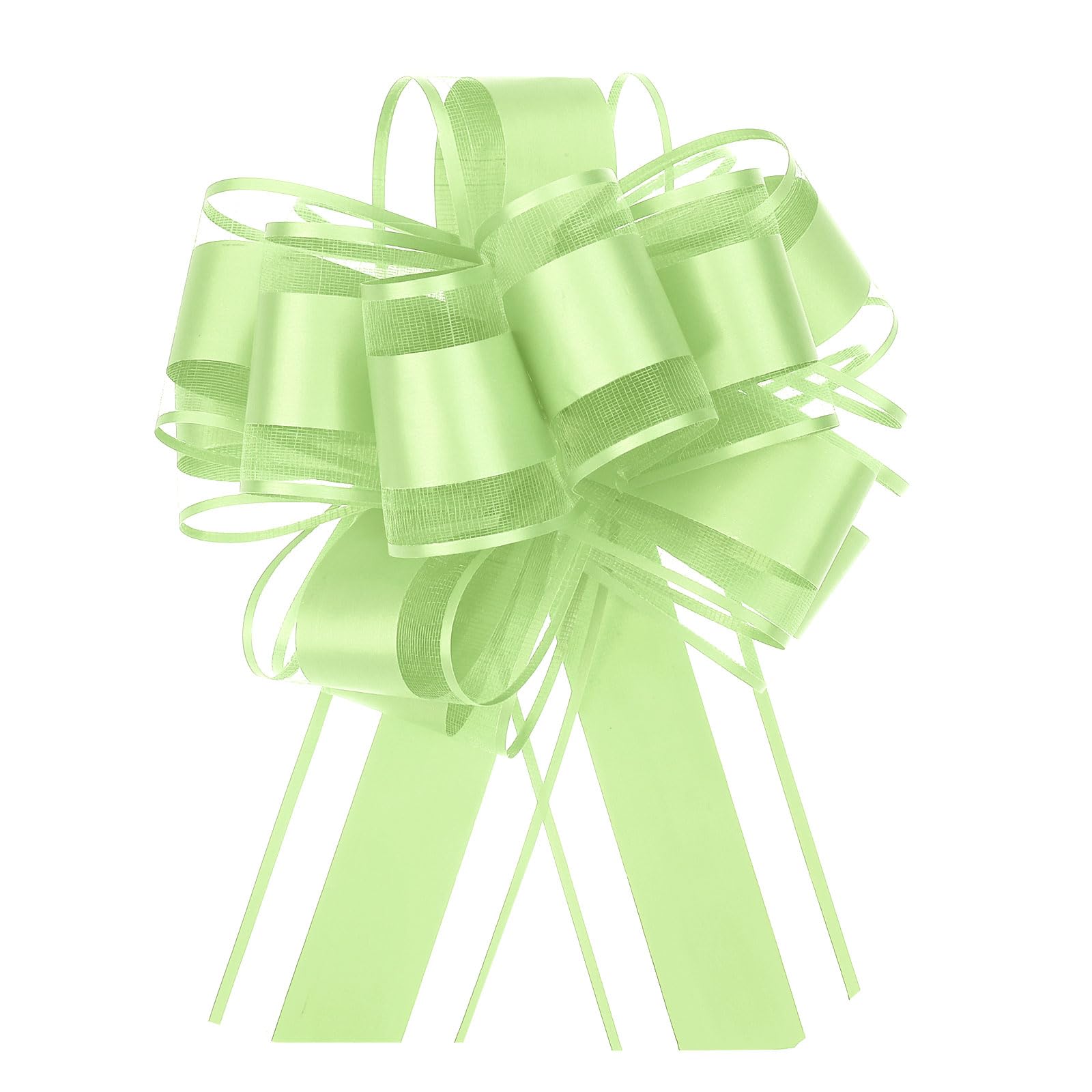 Uxcell 5pcs 6 Inch Large Big Pull Bow Organza Gift Wrapping Ribbon for Wedding, Car Baskets, Presents, Christmas, Fruit Green