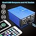 VOLTCUBE AP0801 Power Inverter 12V DC to 110V AC Converter with 4.8A Dual USB Car Adapter with 2 Independent AC outlets, 400 W