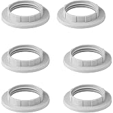 E12 Lamp Shade Collar Rings, E12 Lock Socket Adapter with 1.1Inch(28mm) Inner Diameter, Retainer Rings for Light Fixture (6, White)