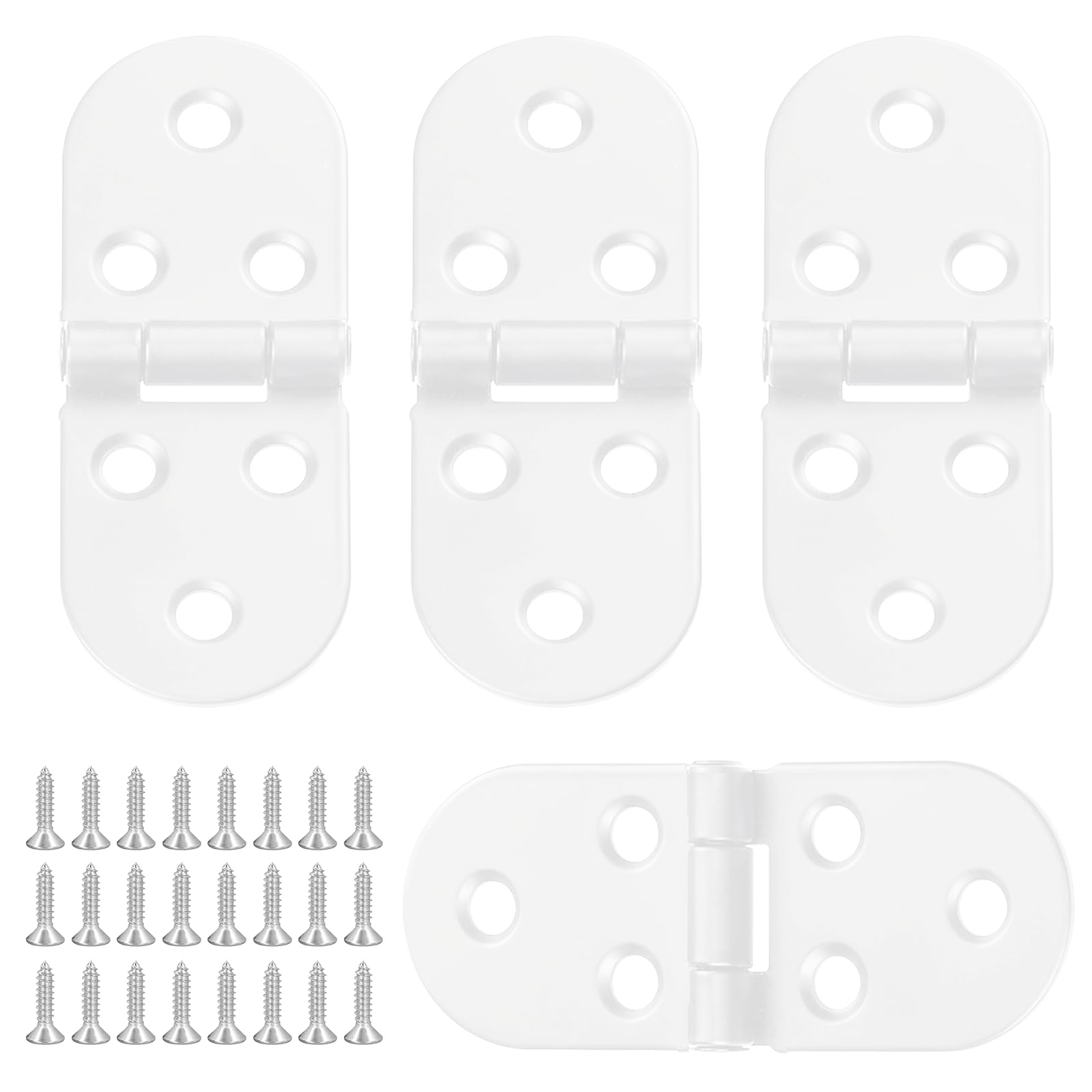 4-Pack White Cabinet Hinges: Folding Flap & Flip, 180° Round Edge, Suitable for Furniture & Drawer