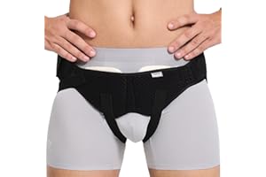 Inguinal Hernia Belt for Single/Double Hernia Support, Groin Hernia Truss for Men & Women Pain Relief with 2 Removable Compre