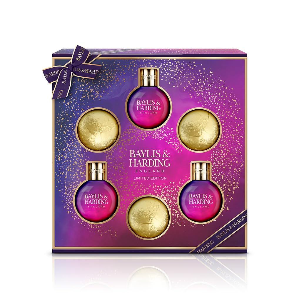 Baylis & Harding Midnight Fig & Pomegranate Festive Bauble Bath & Shower Gift Set - Vegan Friendly