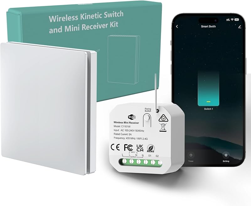 ECO-NEWLEAF WiFi Smart Wireless Light Switch Waterproof Alexa Google Voice