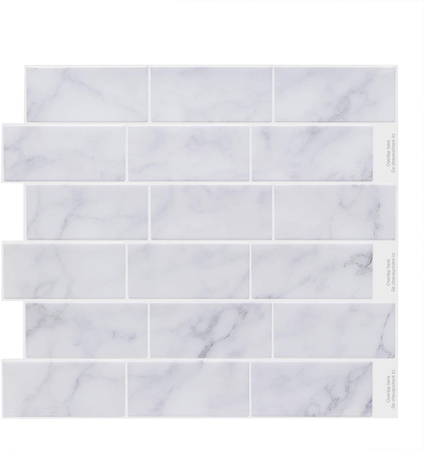 Premium Peel and Stick Tile Kitchen Backsplash,12 Sheets Self Adhesive Wall Tiles for Kitchen & Bathroom-11.2" x 10"