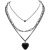 Sacina Gothic Layered Heart Pendant Necklace, Emo Punk Grunge Necklace, Goth Jewelry, Valentine Christmas Jewelry Gift for Women