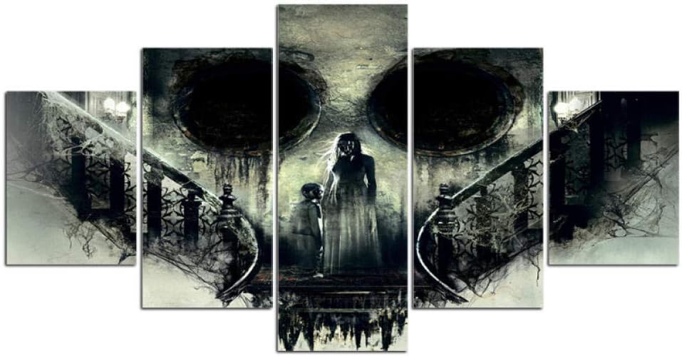 superljl 5 Piezas Lienzo Pintura Horror cráneo Fantasma Madre e Hijo