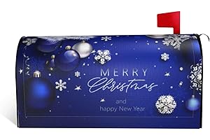 DADABULIU Christmas Mailbox Covers Xmas Blue Ball Fir Branch Snowflake Magnetic Letter Post Box Cover Standard Size 25.5 x 21 Inch Garden Yard Home Decorative