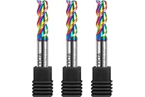 ALYICIA 3pcs 1/4" Tungsten Carbide End Mills for Aluminum & Copper Alloys, 3-Flute DLC Coated Endmills Set CNC Milling Bits - HRC55
