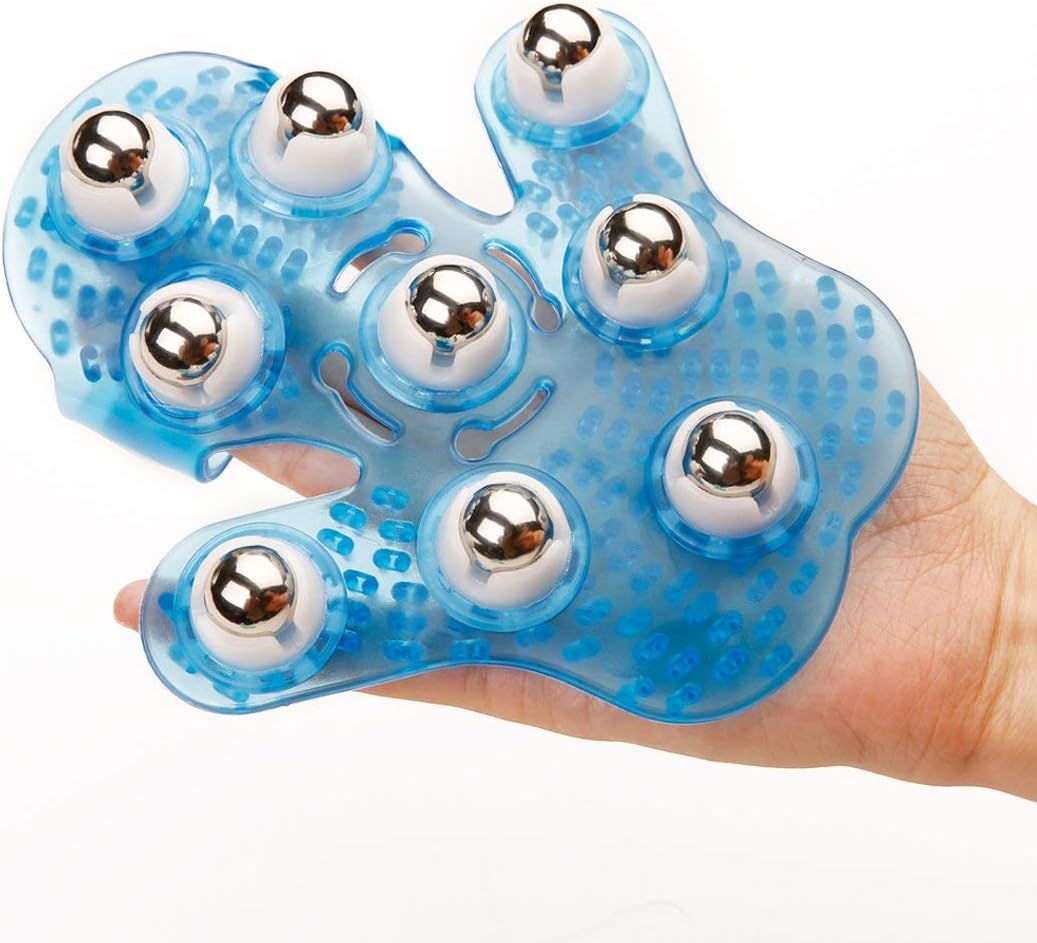 Boseen Hand Held Massager for Muscle Back Neck Joint Foot Shoulder Leg Pain Relief - Palm Shaped Massage Glove Full Body Massage Tool with Roller Ball Massager Essential Oils with Portable Design Blue: Health & Personal Care