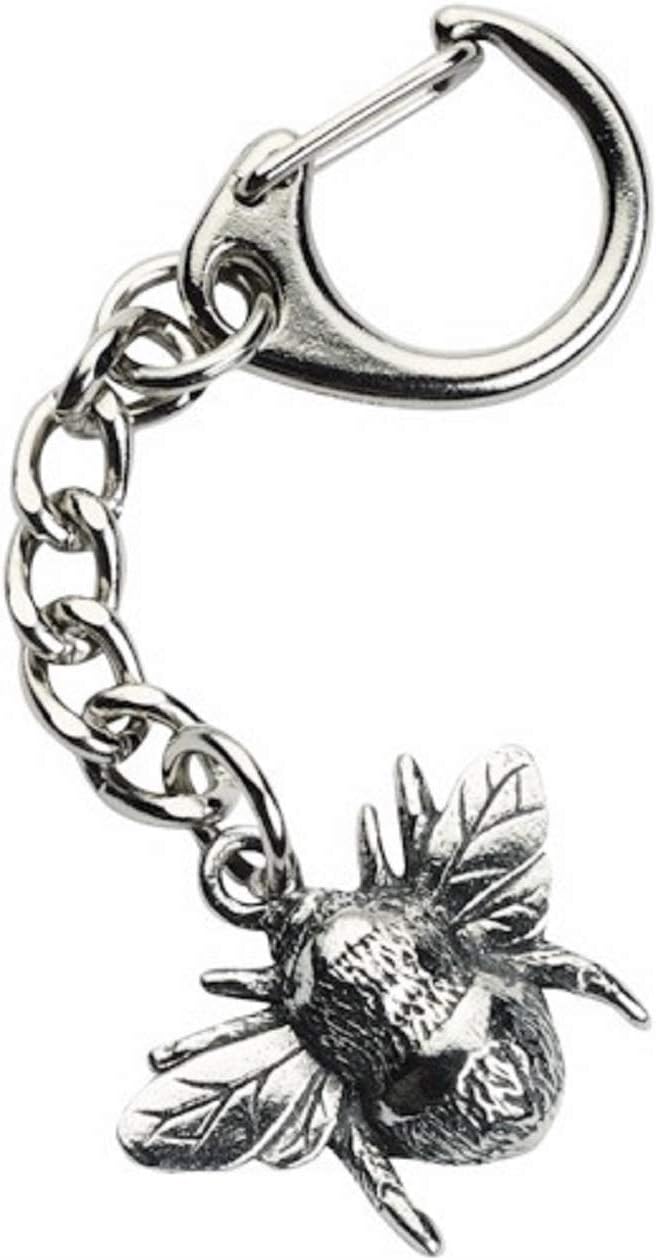 Bee Keyring Pewter Key Chain Ring Insect Bumble Souvenir Gift Bag Purse Charm
