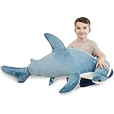 Zctghvy 37 inch Hammerhead Shark Stuffed Animal Giant Soft Plush Shark Toy Realistic Blue Ocean Animal Gift for Kids and Adults