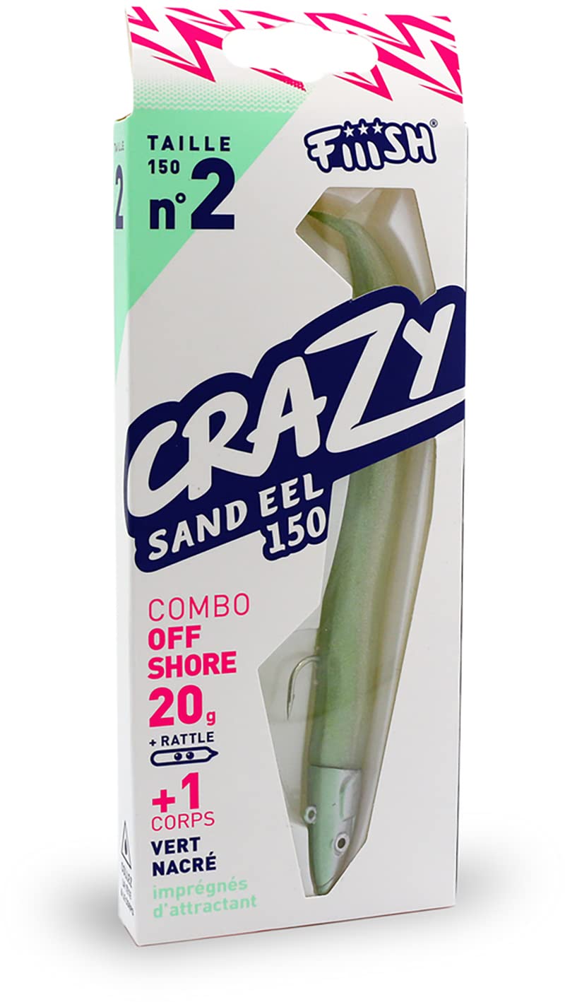 Fiiish Crazy Sand Eel 150 Combo Off Shore 20g Pearl Green Head + Spare Pearl Green Body